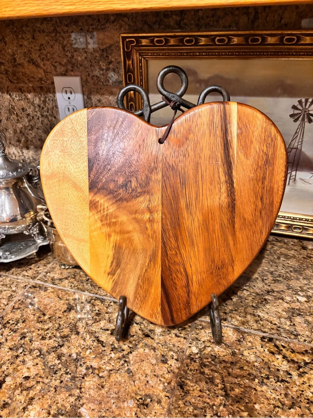 acacia swimwear Heart-Shaped Wooden Serving Board in Natural Brown Tones
